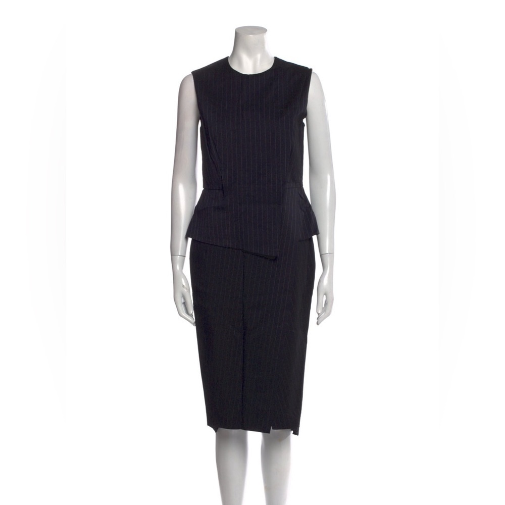 SportMax Crew Neck Midi Length Black Sleeveless Dress